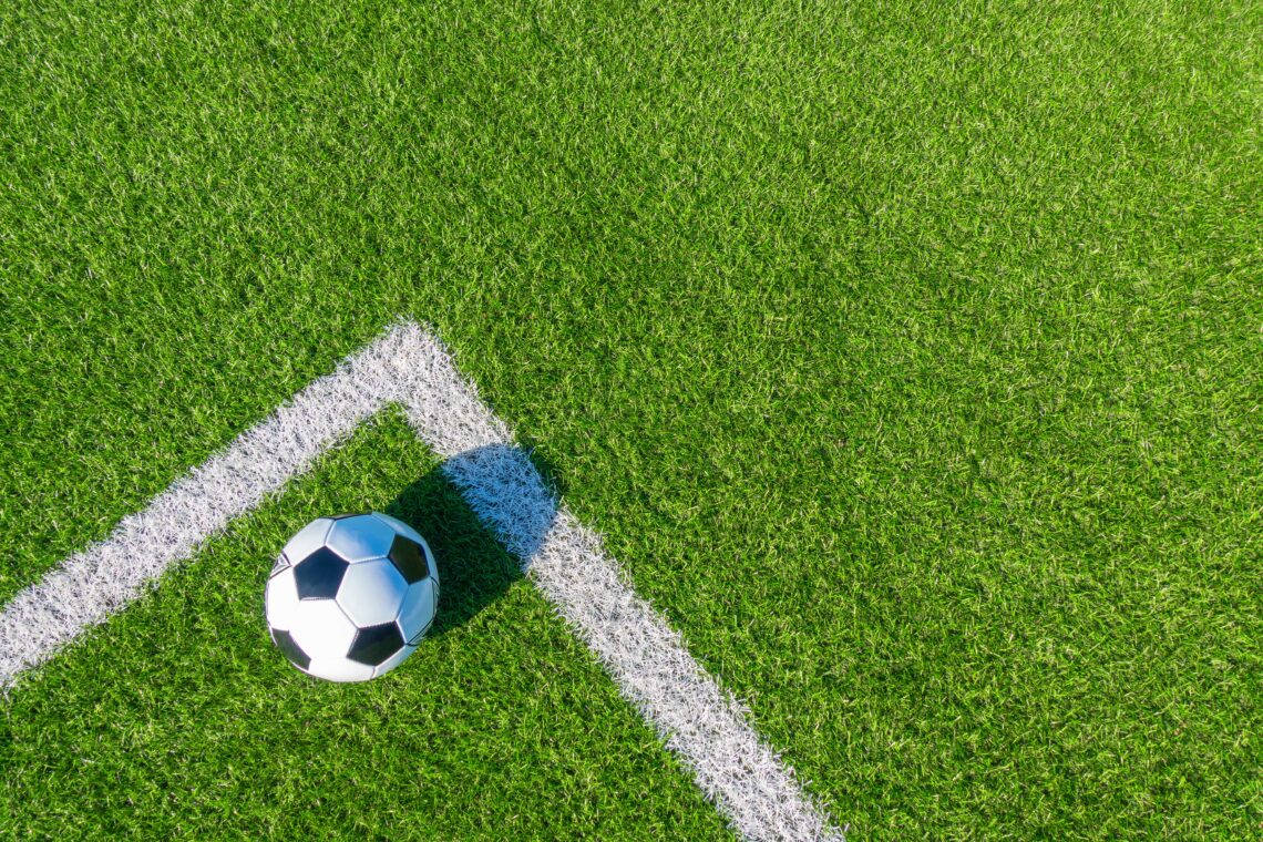 A football on a football pitch